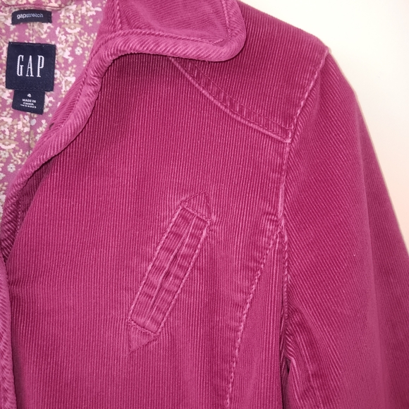 GAP Women's Rose Pink Classic Tailored Corduroy Blazer with Floral Cuffs 4 - Picture 5 of 15